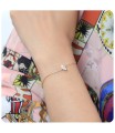 Gold Plated Oval CZ Stone Silver Bracelet BRS-514-GP